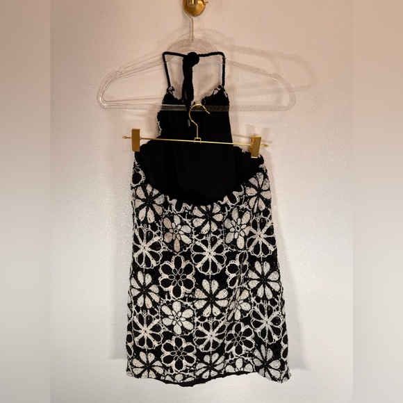 Ramy Brook Irina Floral Crochet Halter Black & White Mini Dress Size S/P - Picture 4 of 14